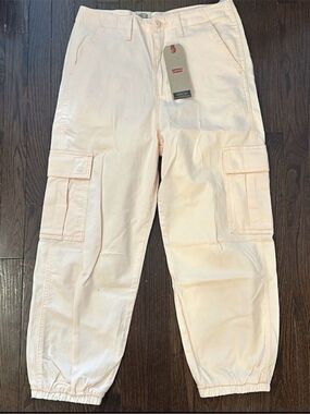 Levi's High Rise Elasticized Ankle Twill Peachy Pink Cargo Pants